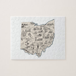 Puzzle Ohio Shaped Buckeye Vintage Ohioan Picture Map