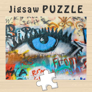 Puzzle Ojo azul en la imagen del graffiti en el muro -