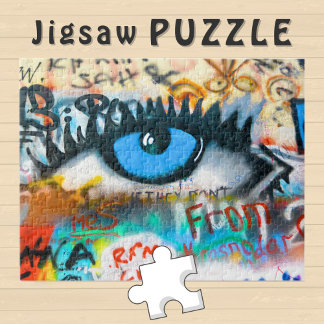 Puzzle Ojo azul en la imagen del graffiti en el muro -