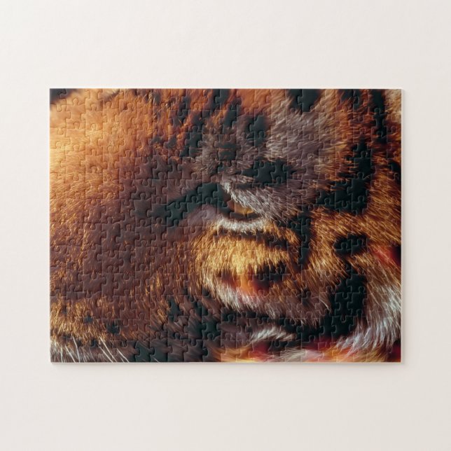 Puzzle Ojo de Tigre Dorado Primer Plano Fauna  (Horizontal)