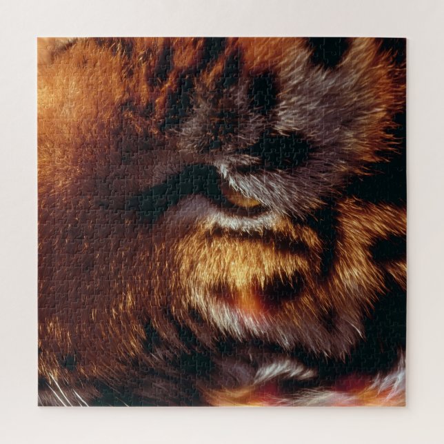Puzzle Ojo de Tigre Dorado Primer Plano Fauna  (Vertical)