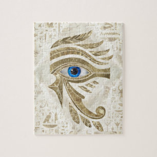 Puzzle Ojo egipcio de Horus - Oro y perla