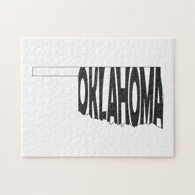 Puzzle Oklahoma Estado Nombre Word Art Negro (Horizontal)