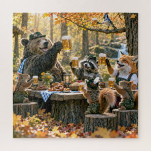 Puzzle Oktoberfest en el bosque con fauna silvestre