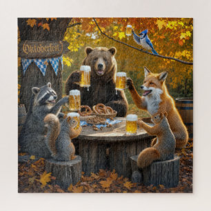 Puzzle Oktoberfest en el bosque con fauna silvestre