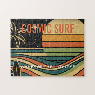 Puzzle Ola Cósmica Retro Wave • Surfing al Atardecer Vint