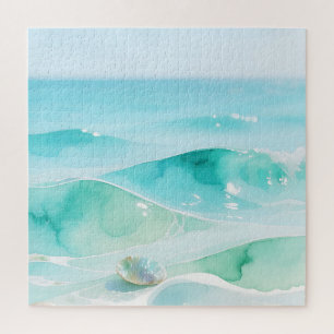 Puzzle Ola de mar turquesa con concha marina