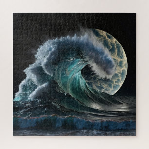 Puzzle Ola de tsunami a la luz de la luna.