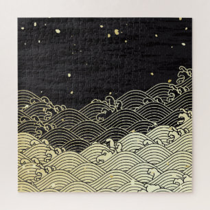 Puzzle Ola dorada, textura tipo papel.