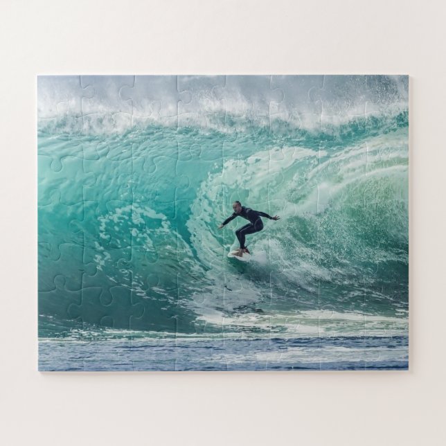 Puzzle Ola Surfista Deportes de Surf Océano Azul (Horizontal)