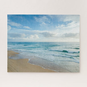 Puzzle Olas azules suaves rodando en playa arenosa, Famil