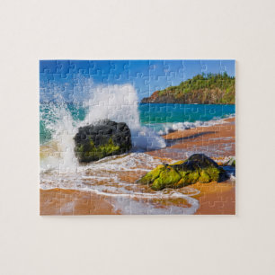 Puzzle Olas chocan en la playa, Hawaii