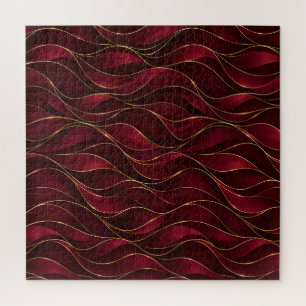Puzzle Olas de mármol rojo burgundy elegante con acento d