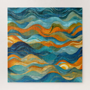 Puzzle Olas de Naranja verde azul "Bolonia"