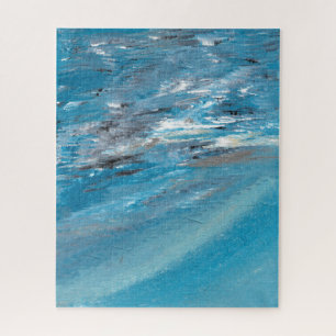 Puzzle Olas de océano abstractas en pinceladas azules y g