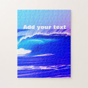 Puzzle Olas de océano azules agrega tu texto arte de agua