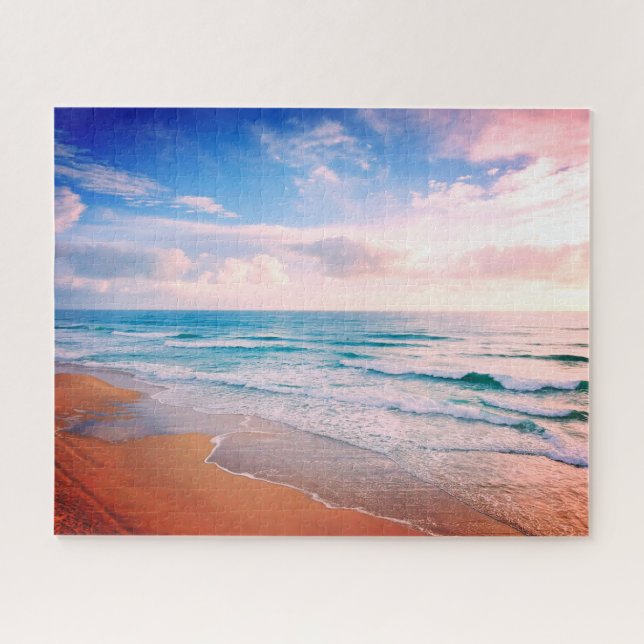 Puzzle Olas de playa de Sunset, familia (Horizontal)