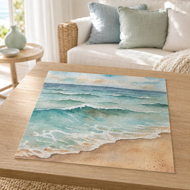 Puzzle Olas de playa serenas en acuarela - Vibraciones de (Subido por el creador)