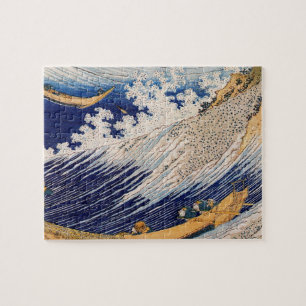Puzzle Olas del Océano de Hokusai Barcos Marítimos