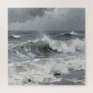 Puzzle Olas del Océano Paisaje Marítimo Tempestuoso Textu