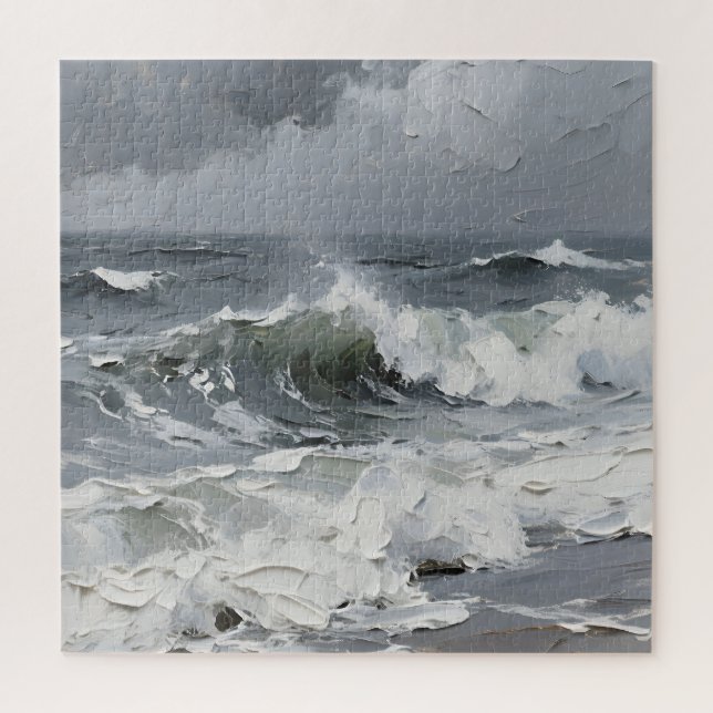 Puzzle Olas del Océano Paisaje Marítimo Tempestuoso Textu (Vertical)