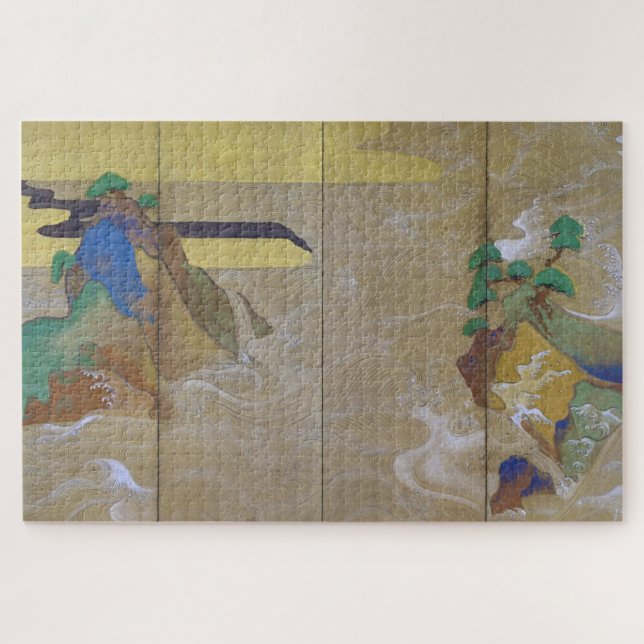 Puzzle Olas en Matsushima (izquierda), Tawaraya Sotatsu (Horizontal)