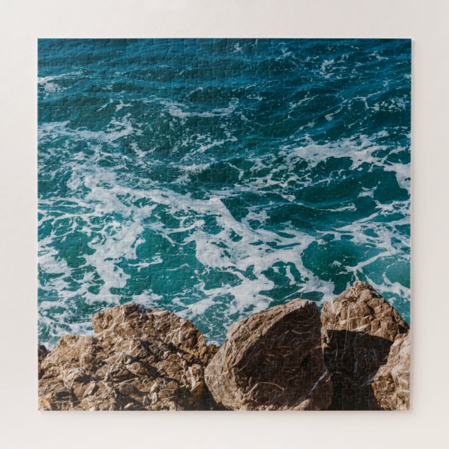 Puzzle Olas marinas azules (Horizontal)