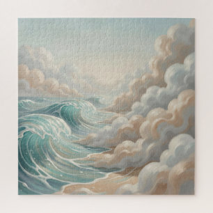 Puzzle Olas serenas del océano Paisaje marino con cielo n