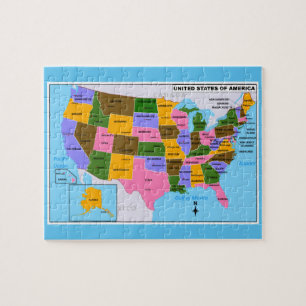 Puzzle OLD USA Map con las capitales estatales y el Golfo