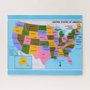 Puzzle OLD USA Map con las capitales estatales y el Golfo
