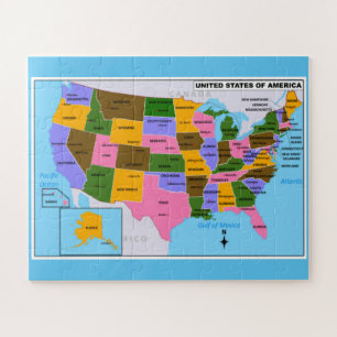 Puzzle OLD USA Map con las capitales estatales y el Golfo