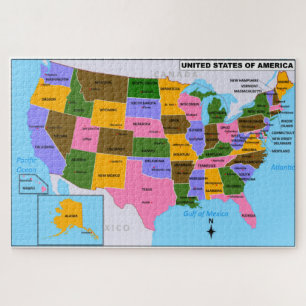Puzzle OLD USA Map con las capitales estatales y el Golfo
