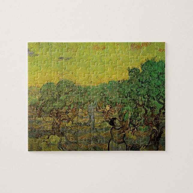 Puzzle Olivar con figuras cosechando, Vincent van Gogh (Horizontal)