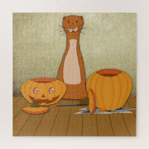 Puzzle Oliver The Otter talla una calabaza