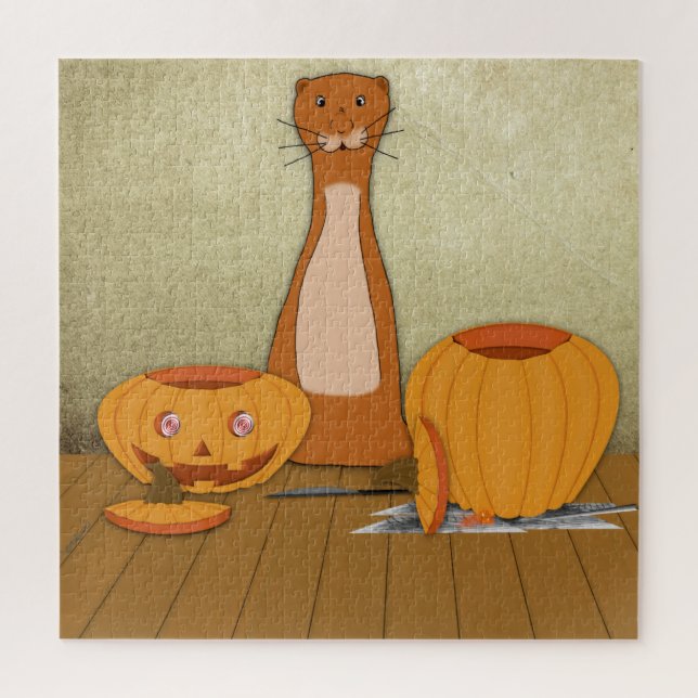 Puzzle Oliver The Otter talla una calabaza (Vertical)