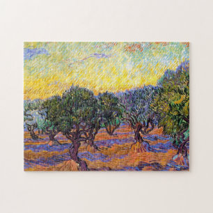 Puzzle Olivos, cielo anaranjado Van Gogh Vincent