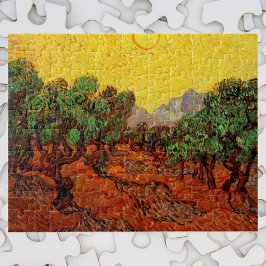 Puzzle Olivos Van Gogh con cielo y sol amarillos