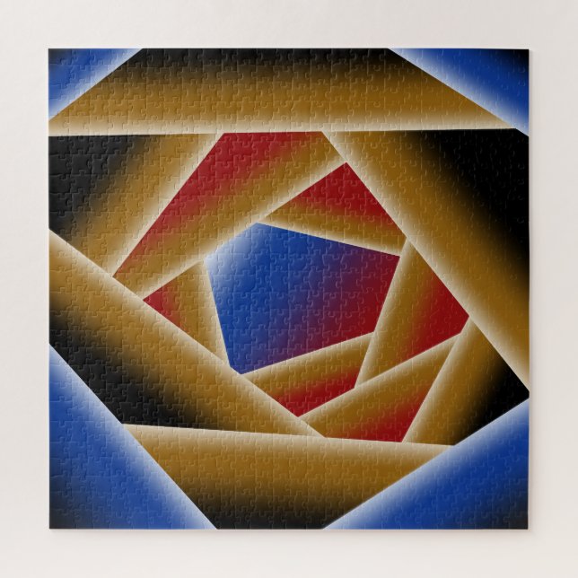 Puzzle Ombre de oro rojo azul negro abismal arte abstract (Vertical)