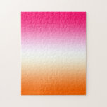 Puzzle Ombre moderno rosa brillante y blanco Naranja<br><div class="desc">Gradiente rosa tricolor,  blanco y naranja. Agregue texto si desea crear su propio diseño. Crea tu propio rompecabezas desafiante con un sencillo gradiente de color. Joder. Esta es una imagen grande que se transfiere bien a otros regalos.</div>