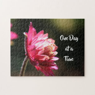 Puzzle One Day At A Time Quote Flower In Sunlight     
