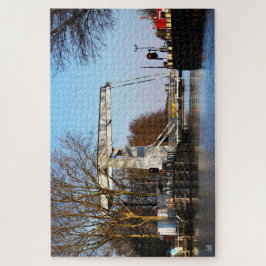 Puzzle Ophaalbrug over gracht in Nederland.