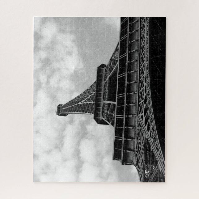 Puzzle Opinión de la torre Eiffel del bramido - blanco y (Vertical)