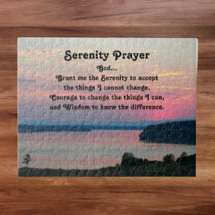 Puzzle Oración de la Serenidad Atardecer Marino Rosa