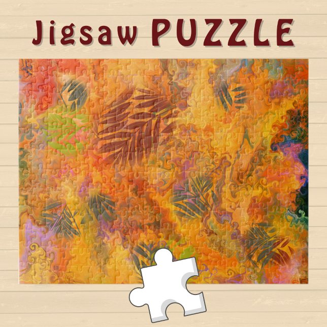 Puzzle Orange Leaves Marbling Art Autumn Vibes -  (Subido por el creador)