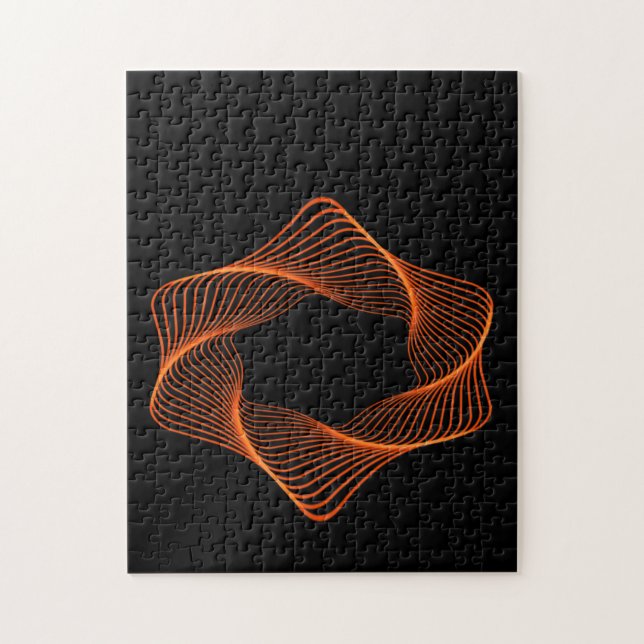 Puzzle Orange Wire Frame Torus Object (Vertical)