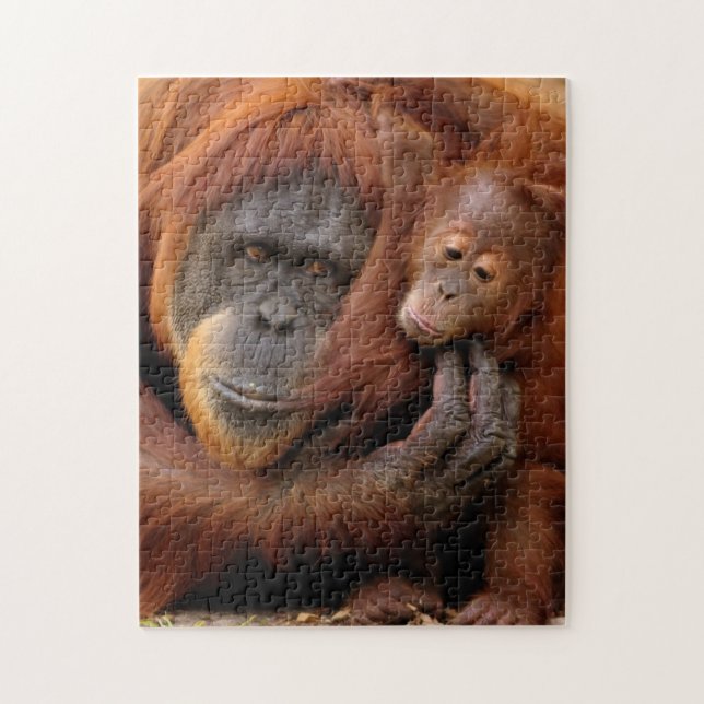 Puzzle Orangután de la madre y del bebé (Vertical)