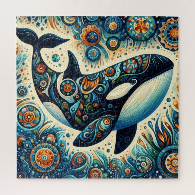 Puzzle Orca Asesina Ballena Floral Whimsical Playa Náutic (Vertical)