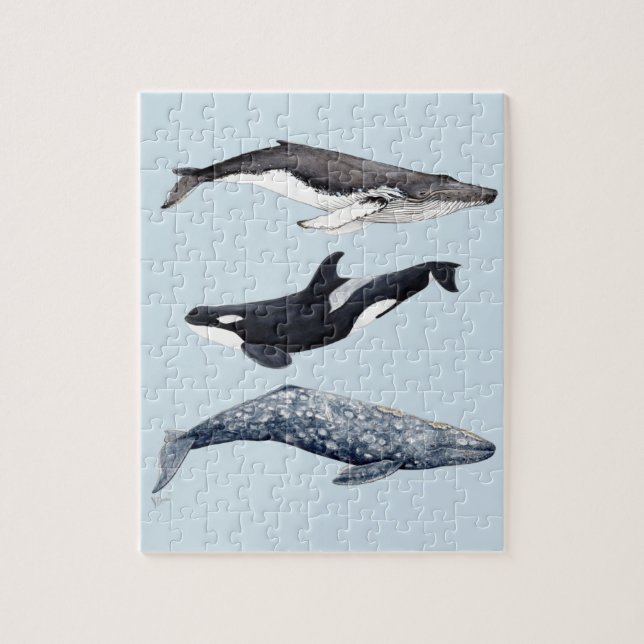 Puzzle Orca, ballena jorobada y ballena gris (Vertical)