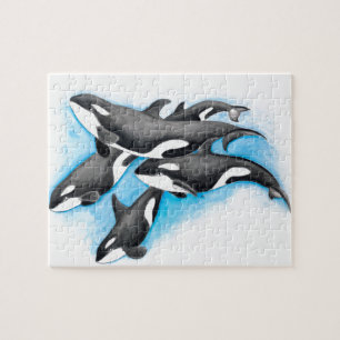 Puzzle orcas en azul