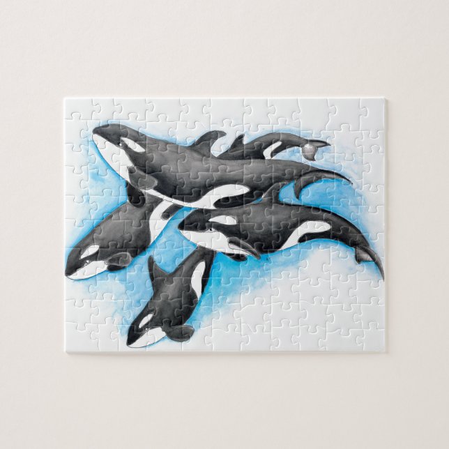 Puzzle orcas en azul (Horizontal)